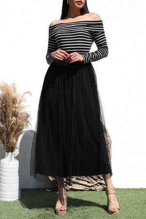 DD6479, OFF SHOULDER KNIT LONG DRESS