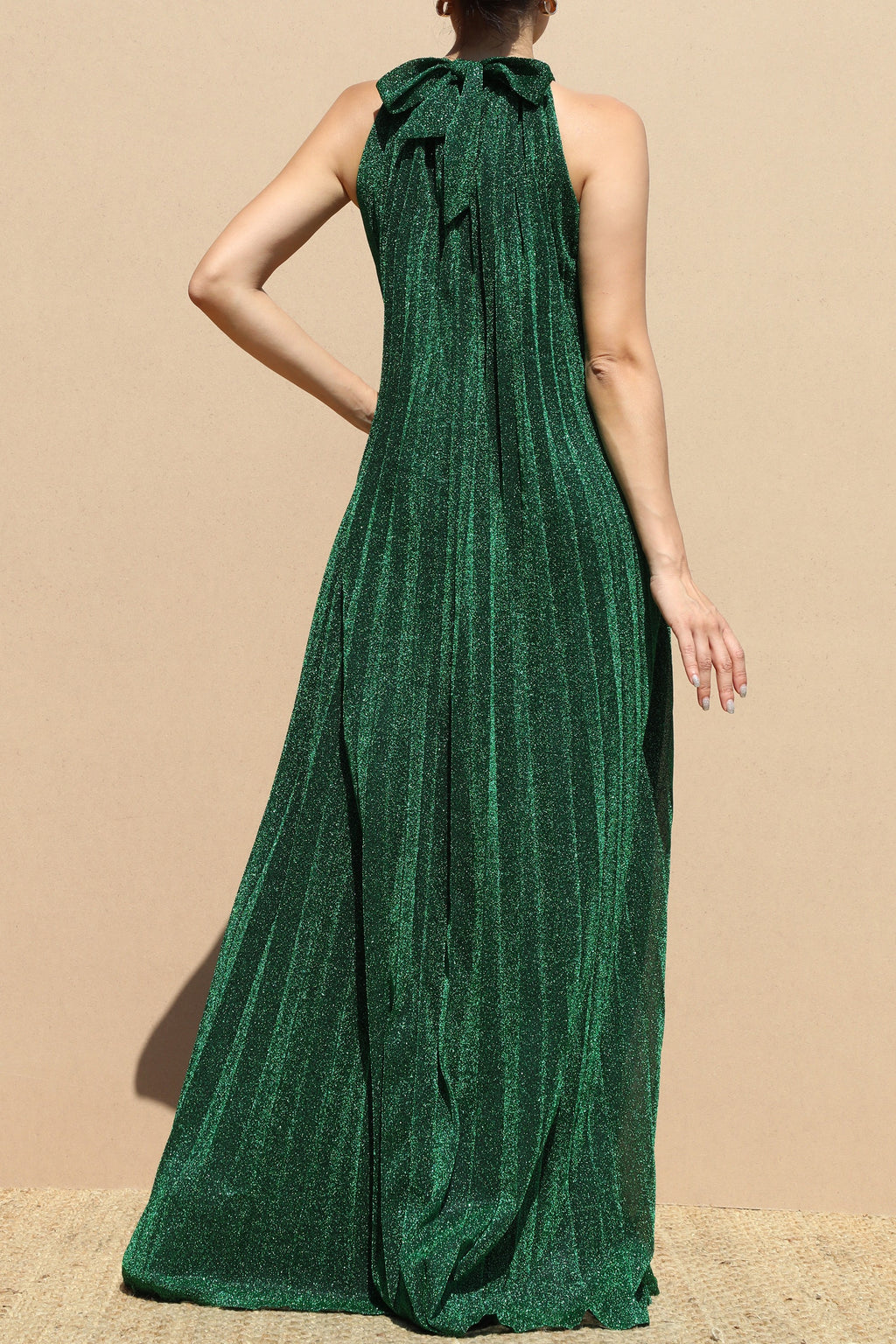 DD5152, PLEATED LUREX KNIT MAXI DRESS