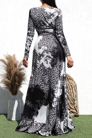 DD1957, PRINTED V NECK KNIT MAXI DRESS