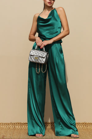 DD5182, LOOSE FIT SATIN TOP AND PANT SET