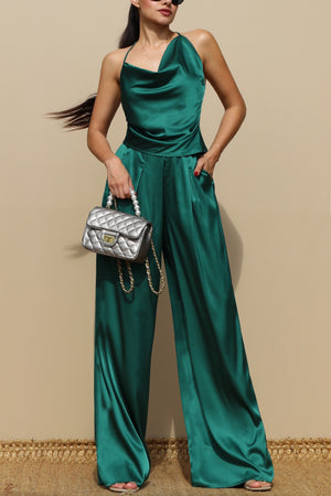 DD5182, LOOSE FIT SATIN TOP AND PANT SET