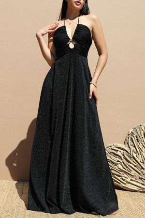 DD6469, CUT OUT LUREX KNIT MAXI DRESS