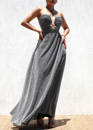 DD6469, CUT OUT LUREX KNIT MAXI DRESS