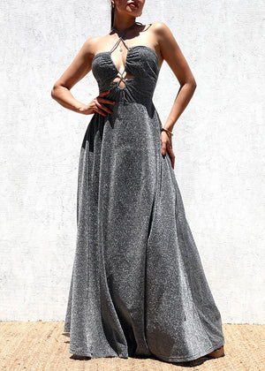 DD6469, CUT OUT LUREX KNIT MAXI DRESS