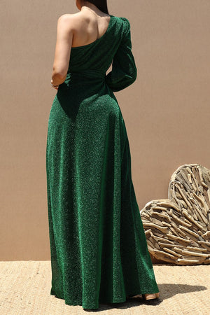 DD6515, ONE SHOULDER LUREX KNIT MAXI DRESS