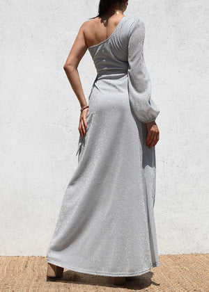 DD6515, ONE SHOULDER LUREX KNIT MAXI DRESS