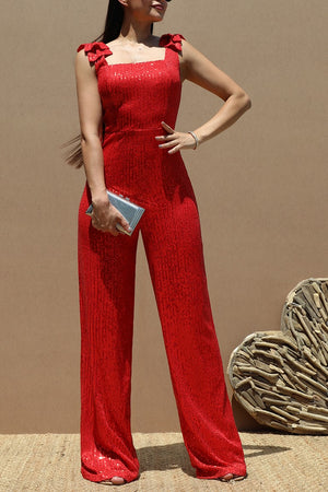 DD6513, SEQUINS RIBBON  JUMPSUIT