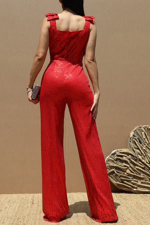 DD6513, SEQUINS RIBBON  JUMPSUIT