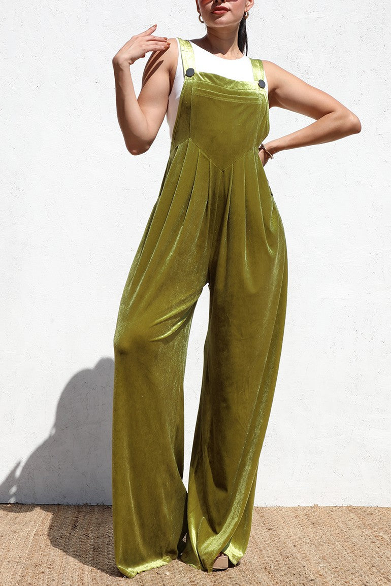 DD6419, SQUARE NECK VELVET JUMPSUIT