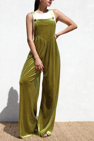 DD6419, SQUARE NECK VELVET JUMPSUIT