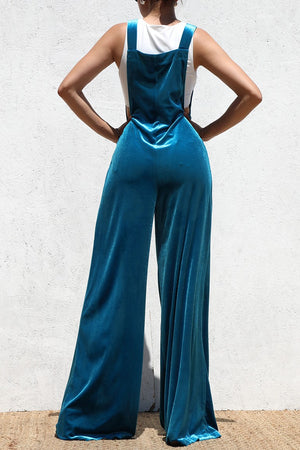 DD6419, SQUARE NECK VELVET JUMPSUIT