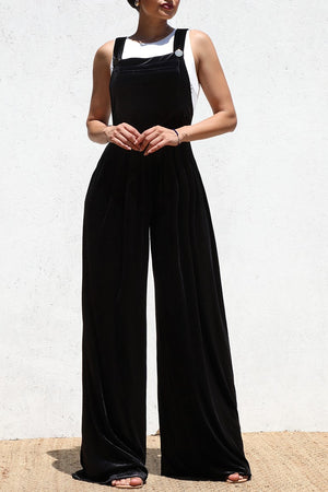 DD6419, SQUARE NECK VELVET JUMPSUIT