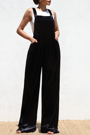 DD6419, SQUARE NECK VELVET JUMPSUIT