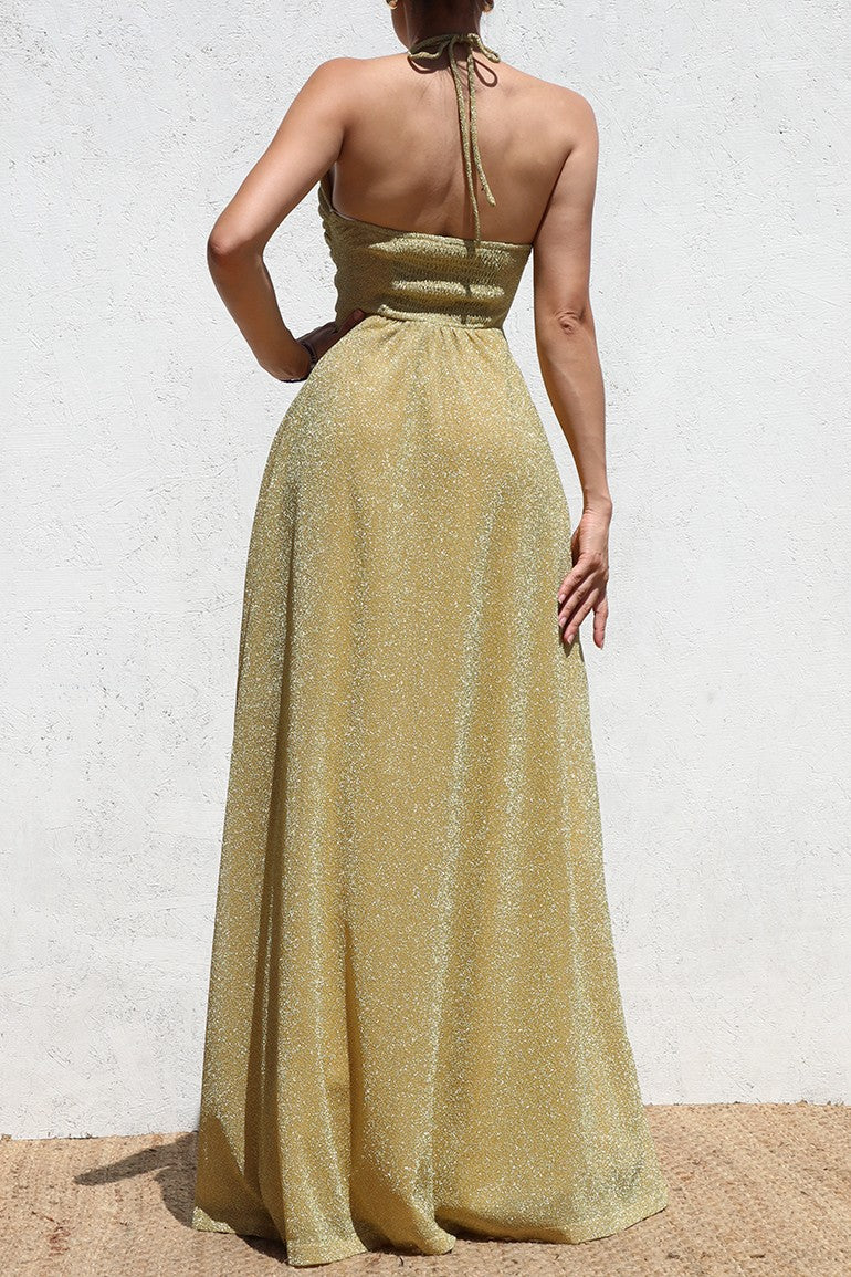 DD6469, CUT OUT LUREX KNIT MAXI DRESS