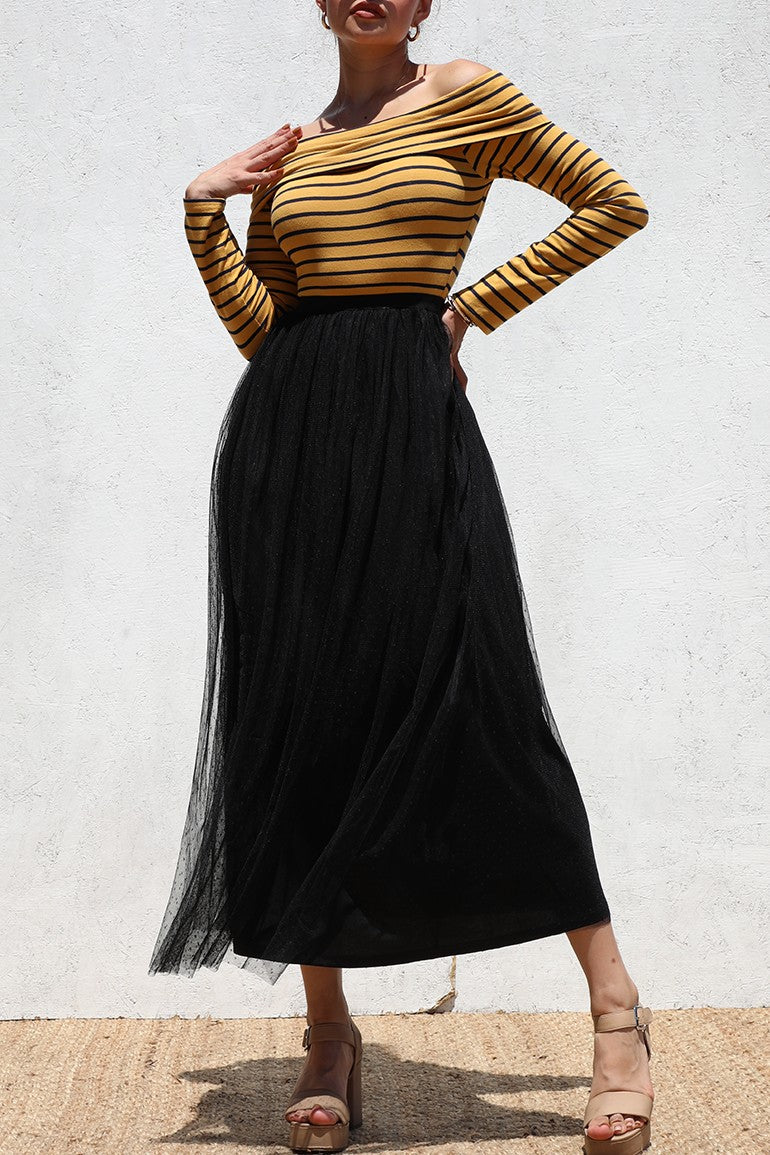 DD6479, OFF SHOULDER KNIT LONG DRESS