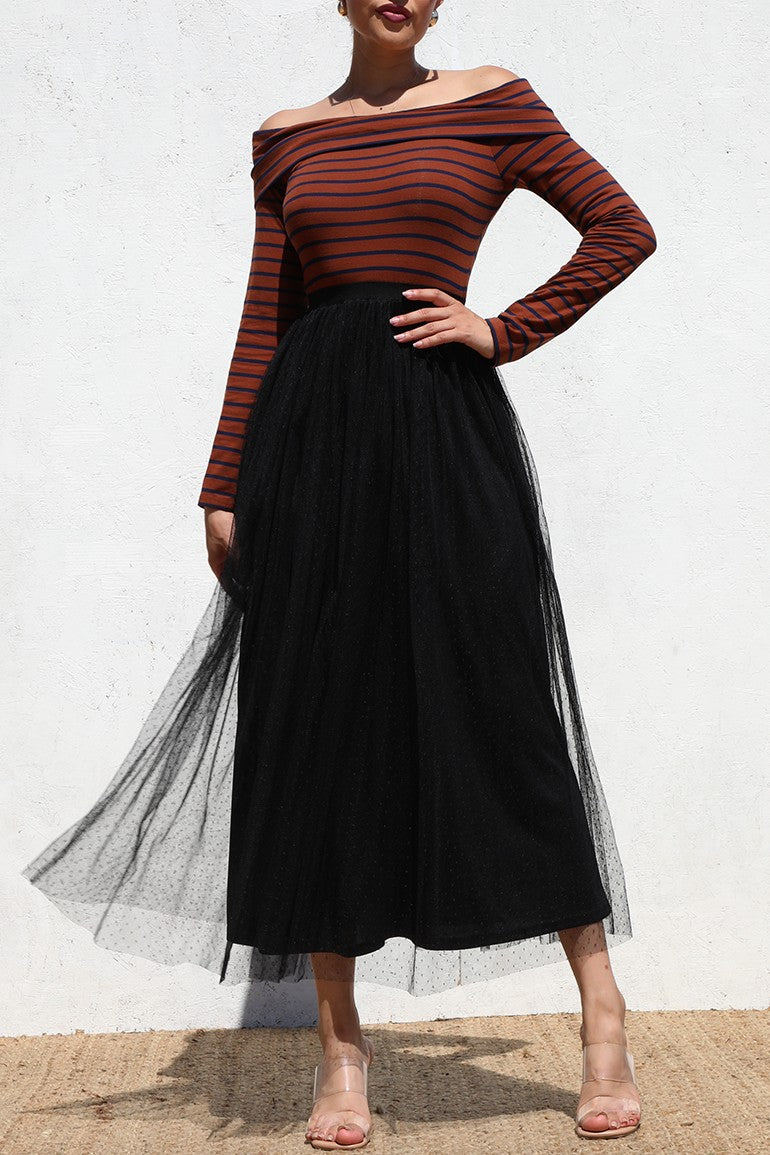 DD6479, OFF SHOULDER KNIT LONG DRESS