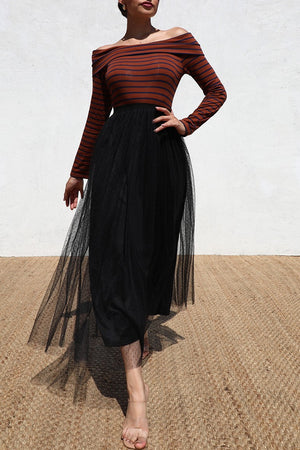 DD6479, OFF SHOULDER KNIT LONG DRESS