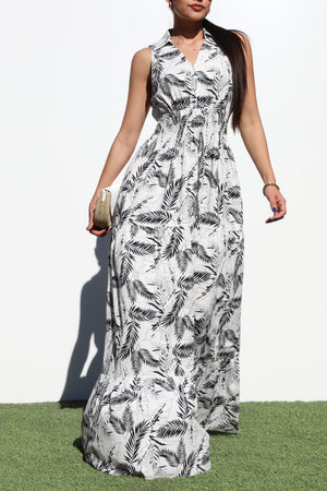 DD6354, SMOCKED WOVEN MAXI DRESS