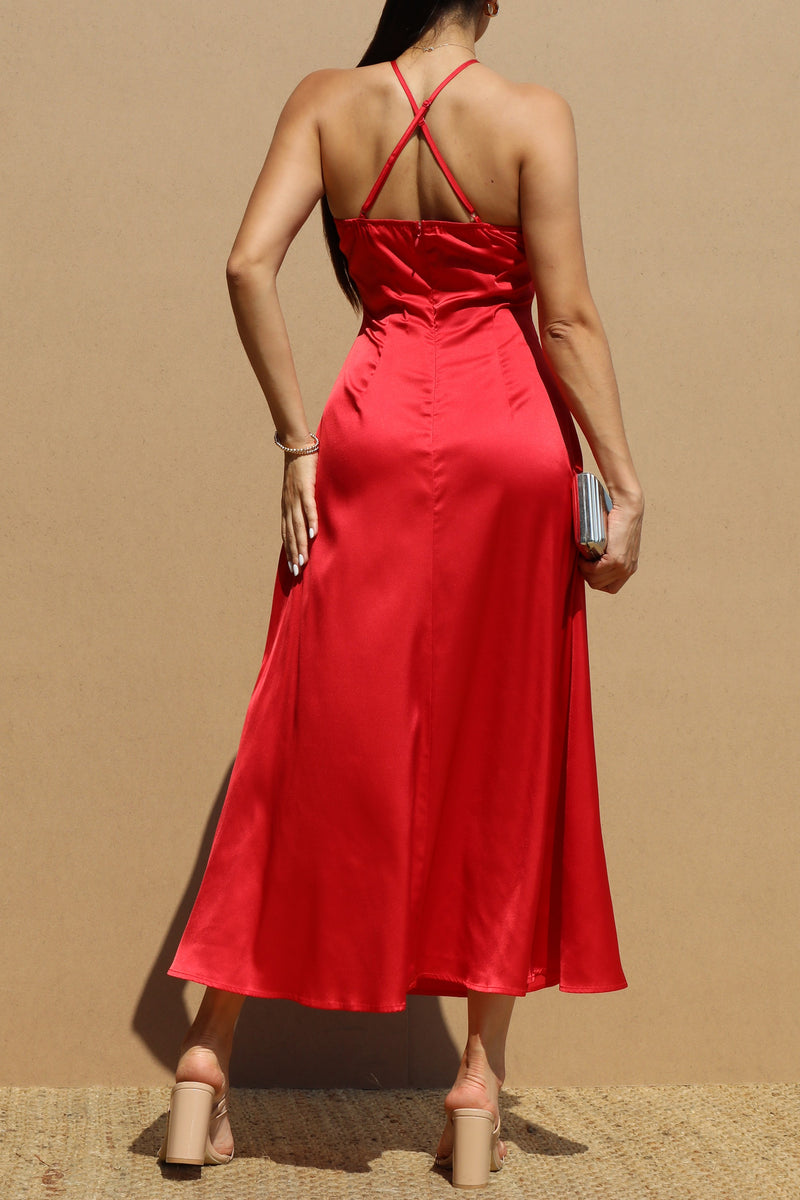 DD6465, SATIN MIDI DRESS