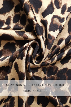 DD7682, LEOPARD BUTTON DOWN SATIN SHIRT DRESS