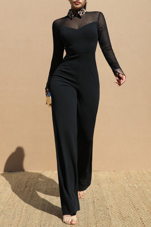 DD7762, MESH LONG SLEEVE KNIT JUMPSUIT