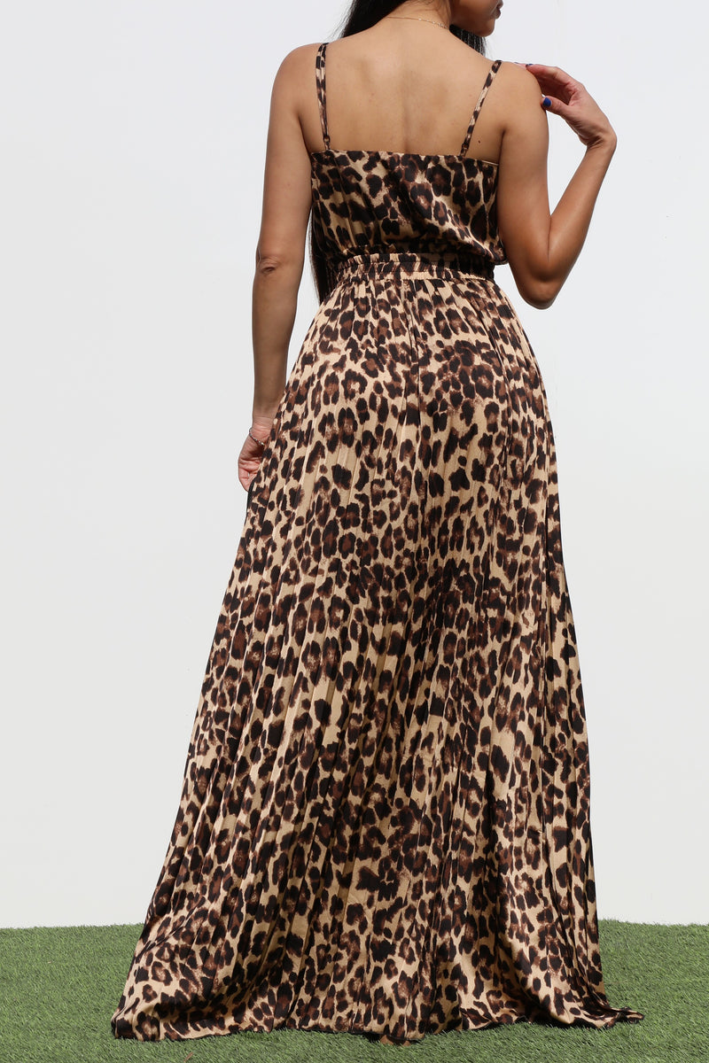 DD6528, PLEATED COW NECK SATIN MAXI DRESS