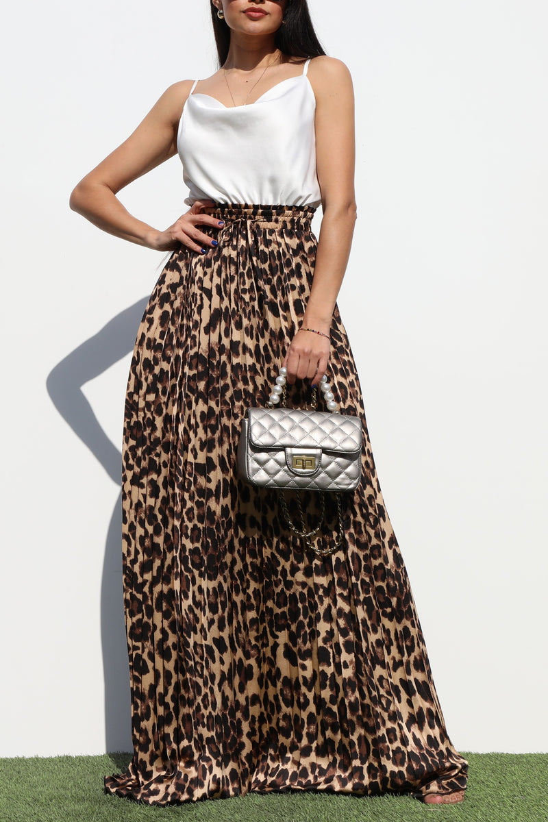 DD6528, PLEATED COW NECK SATIN MAXI DRESS