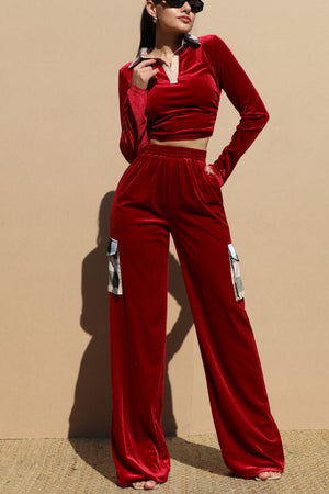 DD6679, VELVET TOP AND PANT SET