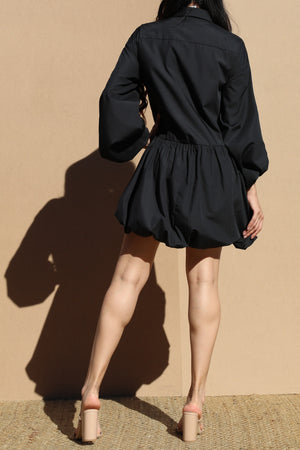 DD6696, BUBBLE HEM WOVEN SHIRT DRESS