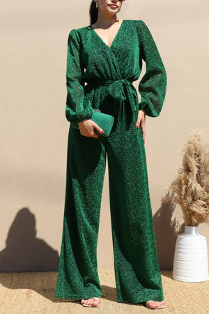 DD6482, LOOSE FIT LONG SLEEVE LUREX KNIT JUMPSUIT