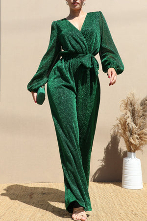 DD6482, LOOSE FIT LONG SLEEVE LUREX KNIT JUMPSUIT