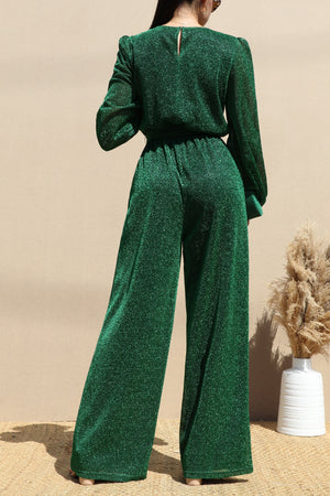 DD6482, LOOSE FIT LONG SLEEVE LUREX KNIT JUMPSUIT