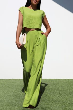 DD6886, LOOSE FIT WOVEN TOP & PANTS SET