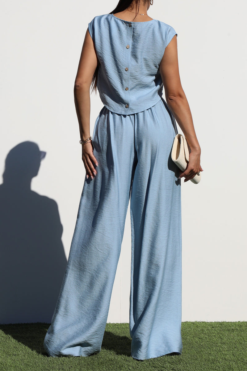 DD6886, LOOSE FIT WOVEN TOP & PANTS SET