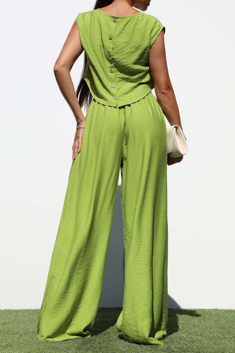 DD6886, LOOSE FIT WOVEN TOP & PANTS SET