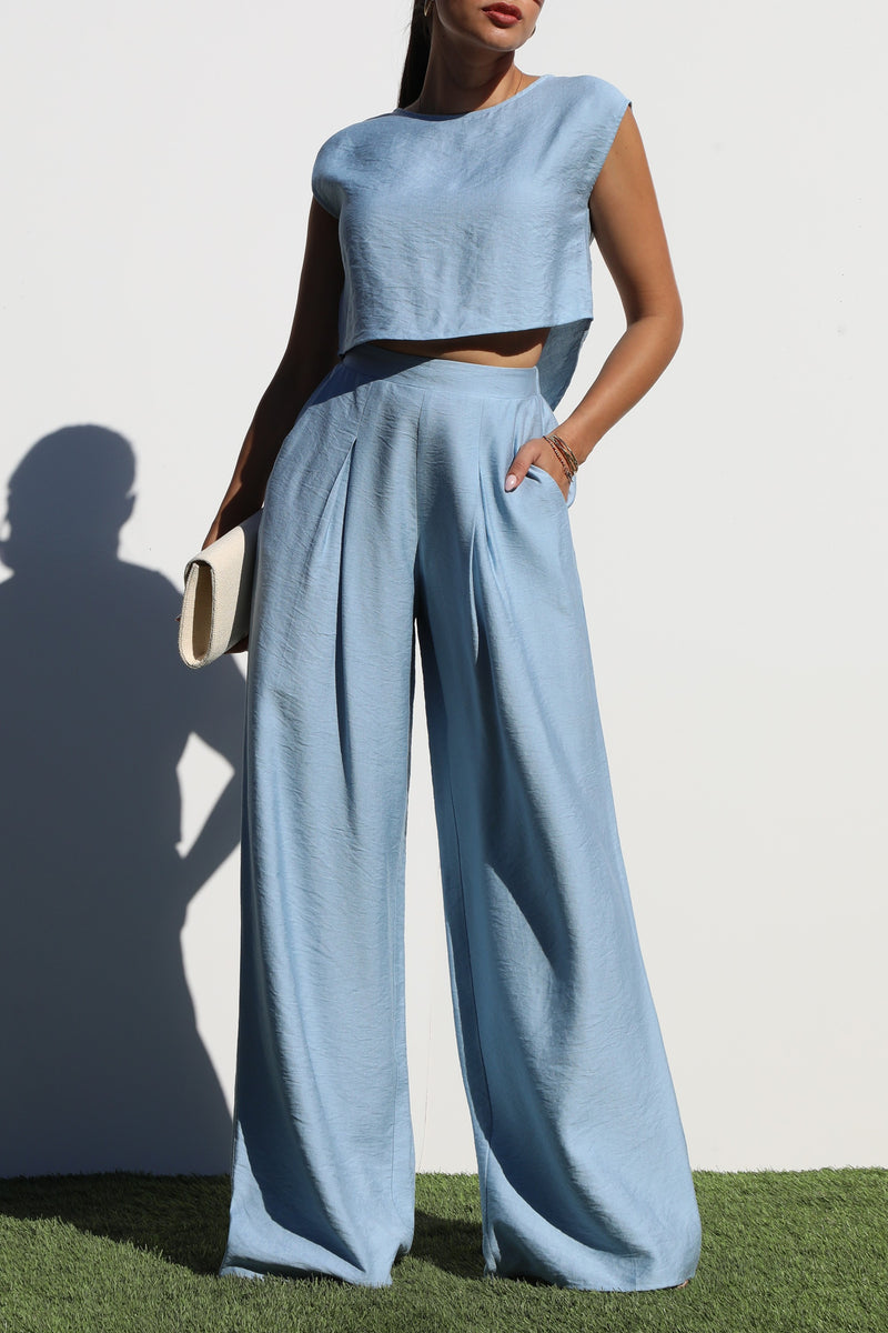 DD6886, LOOSE FIT WOVEN TOP & PANTS SET