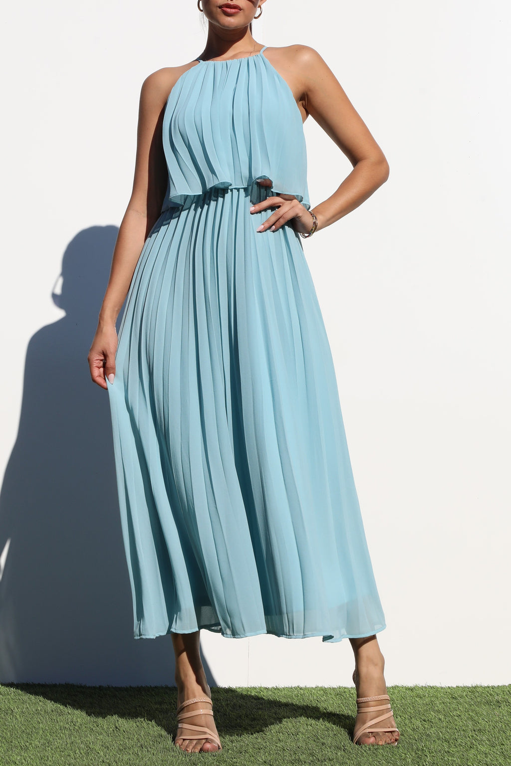 DD7021, PLEATED WOVEN MIDI DRESS