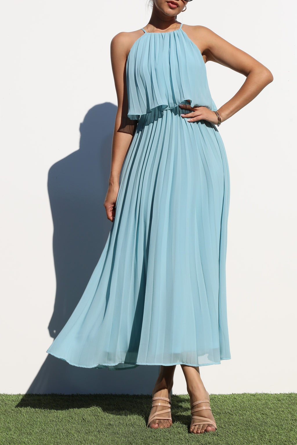 DD7021, PLEATED WOVEN MIDI DRESS