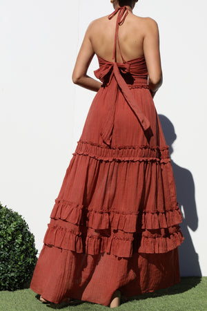 DD8245, V NECK WOVEN MAXI DRESS