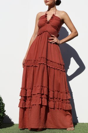 DD8245, V NECK WOVEN MAXI DRESS