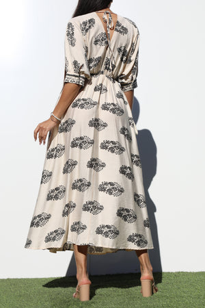 DD6785, BORDER PRINTED WOVEN MIDI DRESS