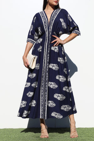DD6785, BORDER PRINTED WOVEN MIDI DRESS