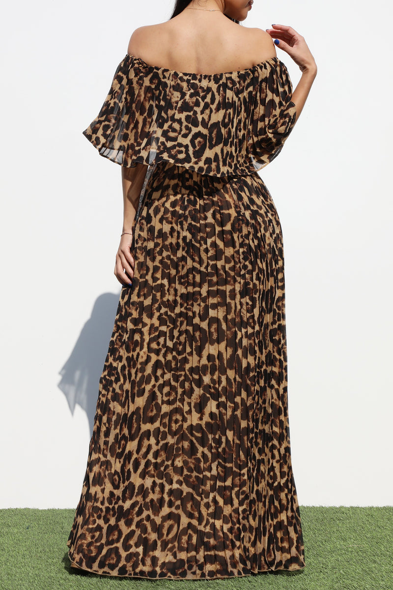 DD7072, PLEATED OFF SHOULDER WOVEN MAXI DRESS