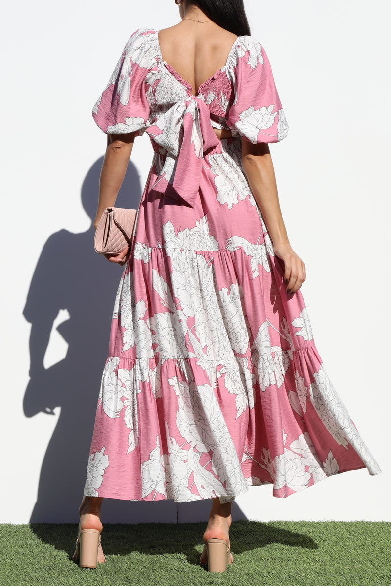 DD6811, MULTI WAY FRT AND BK TOP WOVEN MIDI DRESS