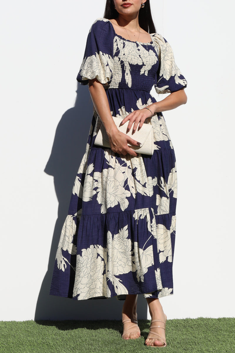 DD6811, MULTI WAY FRT AND BK TOP WOVEN MIDI DRESS