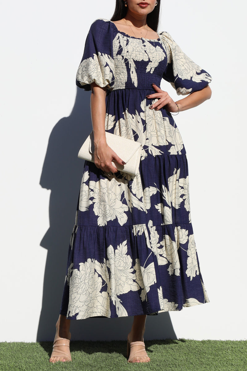 DD6811, MULTI WAY FRT AND BK TOP WOVEN MIDI DRESS