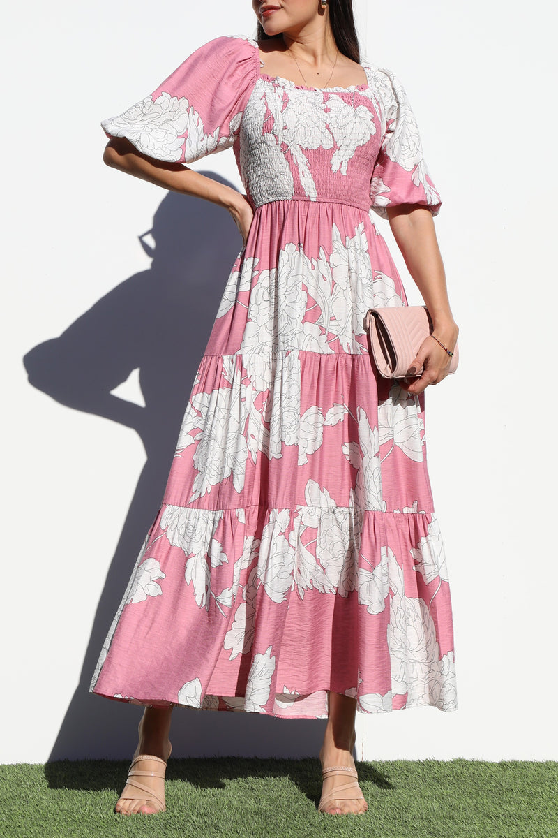 DD6811, MULTI WAY FRT AND BK TOP WOVEN MIDI DRESS