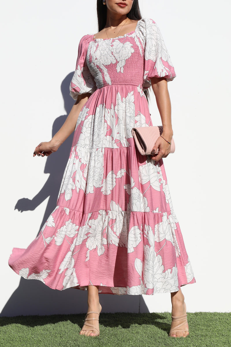 DD6811, MULTI WAY FRT AND BK TOP WOVEN MIDI DRESS