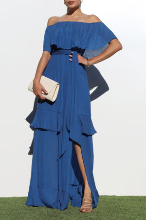 DD7088, OFF SHOULDER WOVEN MAXI DRESS