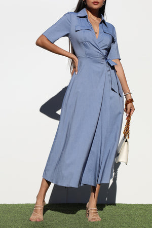 DD7090, WRAP WOVEN SHIRT DRESS